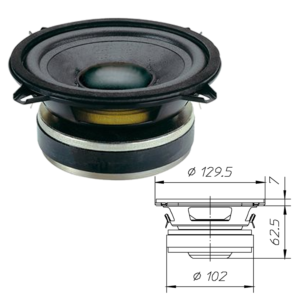 CIARE CS130 SUB WOOFER 5"130MM 4 OHM 90+90W - Click Image to Close